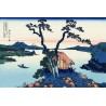 Papier peint japonais paysage bleu - Le lac de Suwa