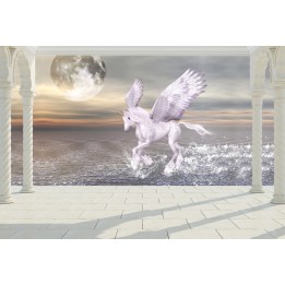 papier peint 3D fantaisie romaintique cheval blanc