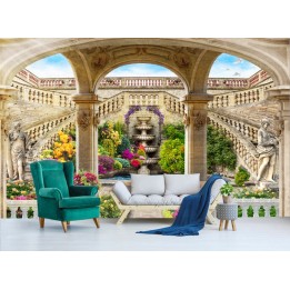 Paysage classique trompe l'oeil 3D - Le jardin suspendu