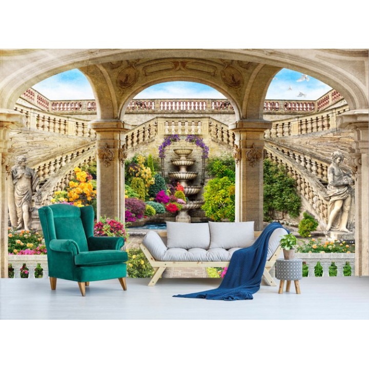 Paysage classique trompe l'oeil 3D - Le jardin suspendu
