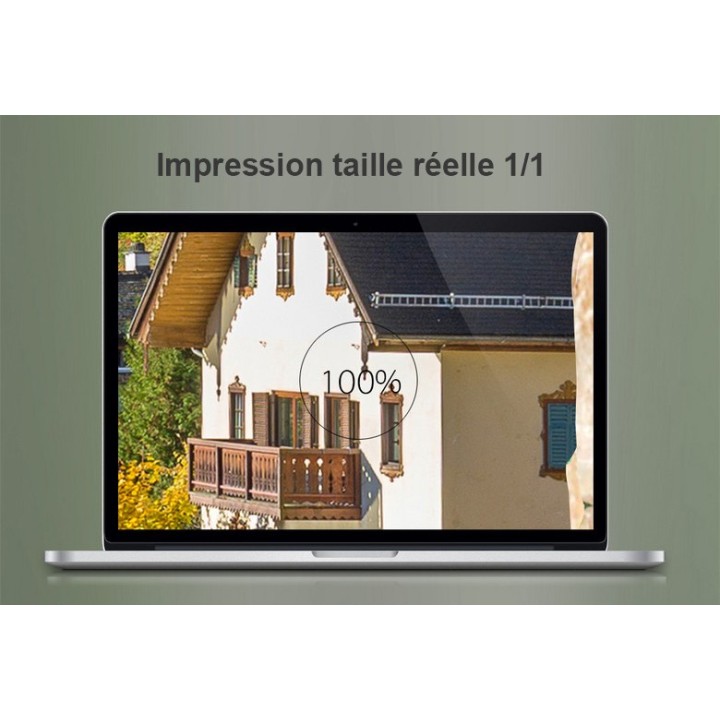 Paysage trompe l'œil 3D format portrait (vertical) - Village au bord du lac vue depuis l'arch
