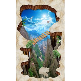 Animation 3D vertigineuse revêtement de sol trompe l'œil - Montagne dans le trou