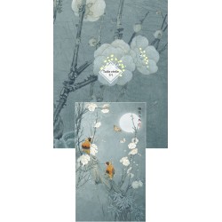 Peinture asiatique fleurs et oiseaux format portrait (vertical) - Les perroquets sur l'arbre de mei