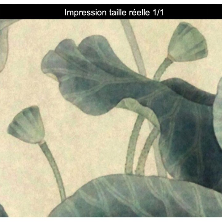 Peinture asiatique format portrait - Les lotus dans l'étang avec les canards