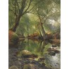Papier peint d'artiste issu d'un tableau de peinture format portrait (vertical) - Rivière dans la forêt