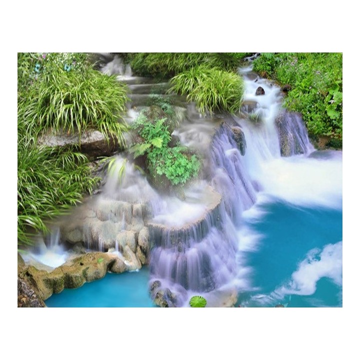 Revêtement de sol trompe l'œil 3d paysage zen - Petite cascade et les plantes d'eau