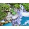 Revêtement de sol trompe l'œil 3d paysage zen - Petite cascade et les plantes d'eau