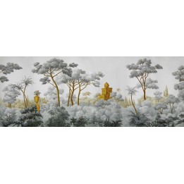 Tapisserie florale issue d'un tableau de peinture classique -