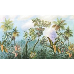 Tapisserie tropicale issue d'un tableau de peinture classique - La jungle en fleurs