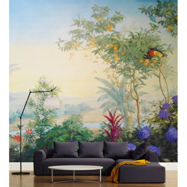 Papier peint d'artiste - Les fleurs et les arbres fruitiers dans le jardin