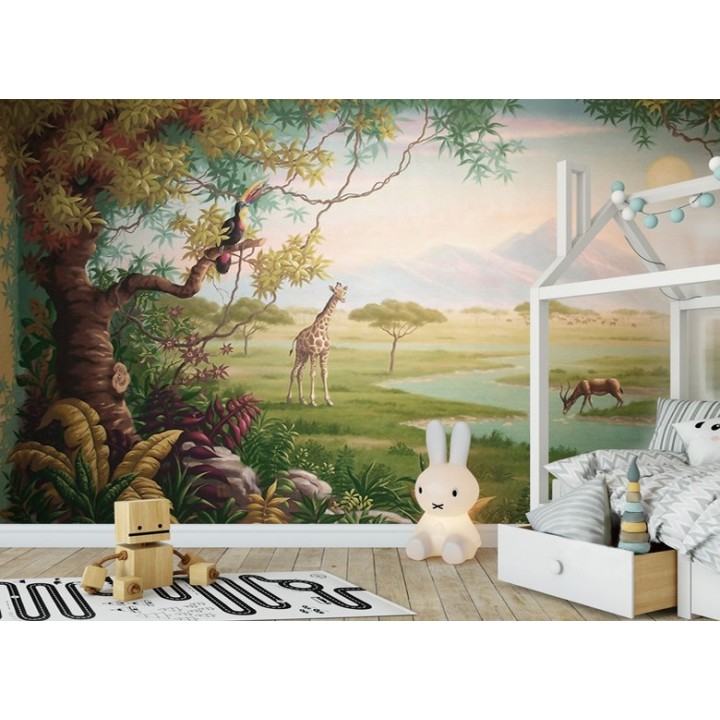 Papier peint d'artiste - Paysage combiné de la savane et la jungle