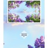 Décor plafond paysage - Les fleurs violettes et les oiseaux dans le ciel bleu