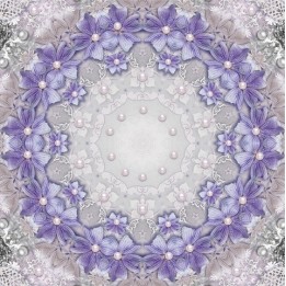 Décor plafond romantique - Les fleurs violettes, les perles et la dentelle