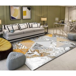 Tapis sol art moderne motif abstrait - Les triangles gris et dorés