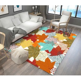 Tapis sol art moderne multicolore - Les feuilles d'érable rouges, jaunes, oranges, vertes, marrons