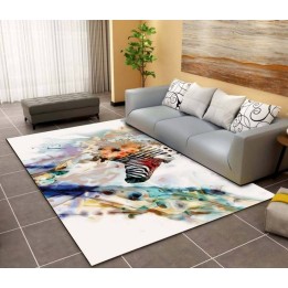 Tapis sol multicolore art contemporain - Zèbre en couleur