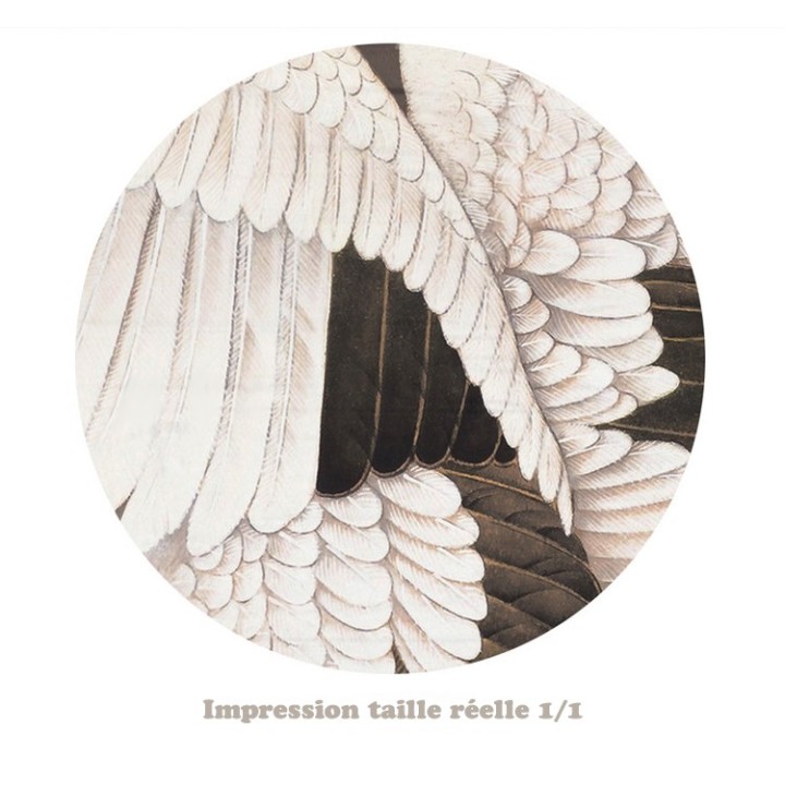 Panneau japonais thème "oiseau" format vertical, effet sur bois foncé - Les grues du Japon