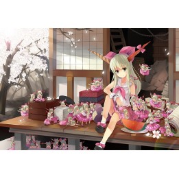 papier peint japonais personnalisable Fille japonaise avec ses poupées