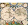 Vieille carte mondiale No. 2 avec fresque murale ancienne