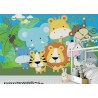 Papier peint animaux chambre bébé - Lion tigre girafe éléphant hippopotame zèbre singe rhinocéros