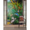 Paysage tropical format vertical - Les perroquets dans la jungle avec les orchidées