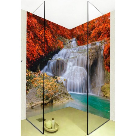 Panneaux muraux salle de bain douche - Chute d'eau dans la forêt d'automne