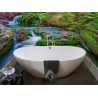 Décoration showroom salle de bain mur baignoire - Cascade bleue et la mousse