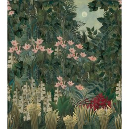 Tapisserie tropicale format vertical - Jungle dans la nuit
