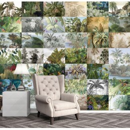 Papier peint d'artiste - Mosaïc de paysage tropical