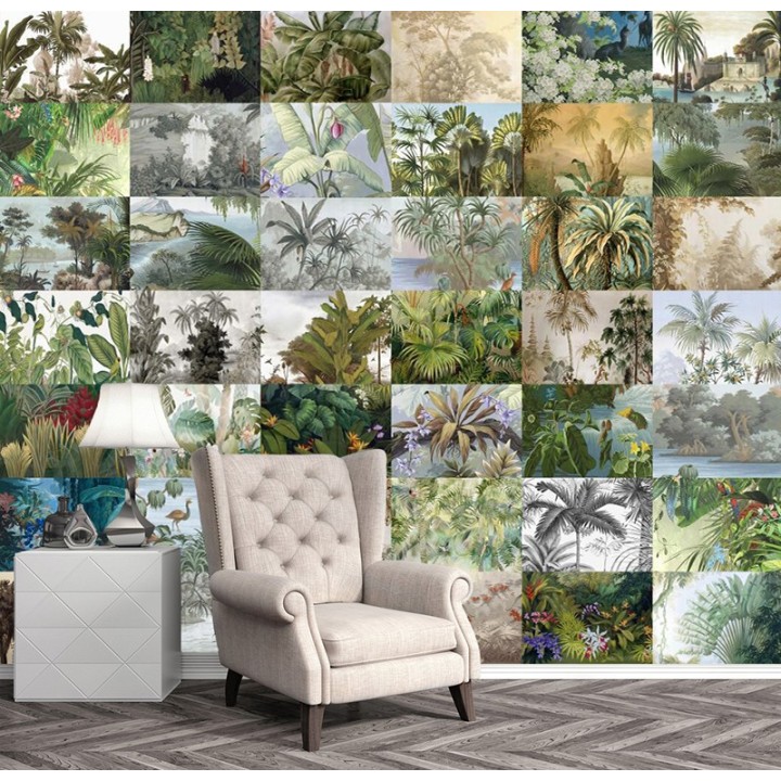 Papier peint d'artiste - Mosaïc de paysage tropical