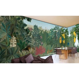 Panneau mural grand panoramique XXXL paysage de la jungle - Chasse dans la nuit et