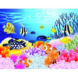 Poster Géant Coloré Chambre Bébé Paysage Fond Marin Poisson