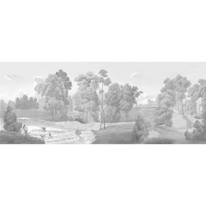 Paysage niveau de gris effer grisaille - Rivière dans la campagne