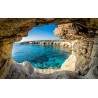 Paysage trompe l'œil 3D trou dans le mur - Côte littorale vue depuis la grotte