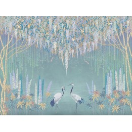 Arbres et plantes dans la savane - Motif issu d'un tableau de peinture aquarelle