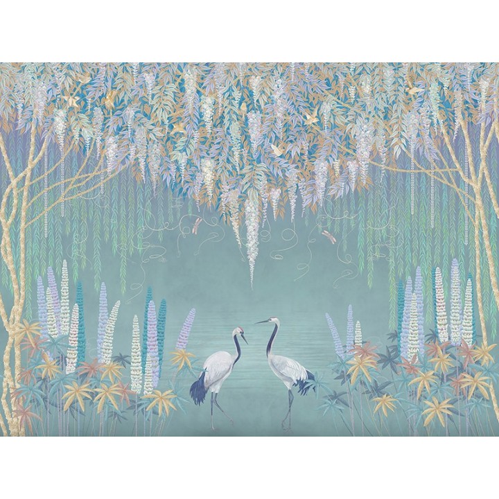 Arbres et plantes dans la savane - Motif issu d'un tableau de peinture aquarelle
