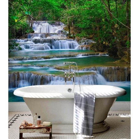 Décoration salle de bain murs de baignoire - Chue d'eau dans la forêt tropicale