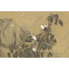 Peinture asiatique ancienne sur toile - Grue du Japon et pin dans la montagne