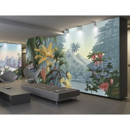 Jungle en couleur - Bananier, saule pleureur, cocotier et fleurs exotiques