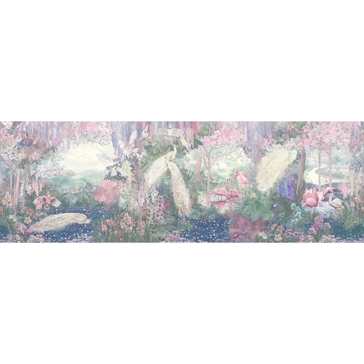 Jungle enchantée - Oiseaux exotiques et fleurs tropicales - Couleur pastel