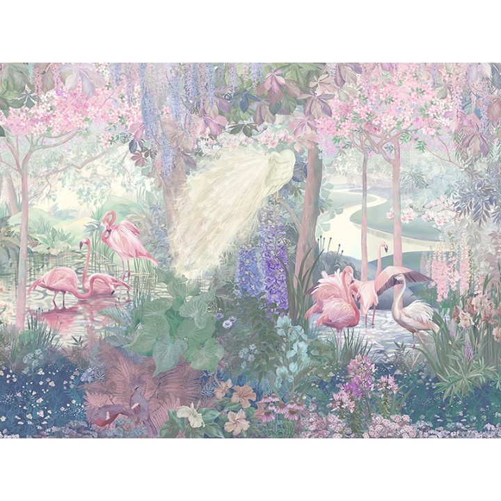 Jungle enchantée - Oiseaux exotiques et fleurs tropicales - Couleur pastel