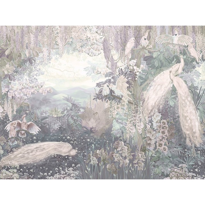 Jungle enchantée - Oiseaux exotiques et fleurs tropicales - Couleur froid