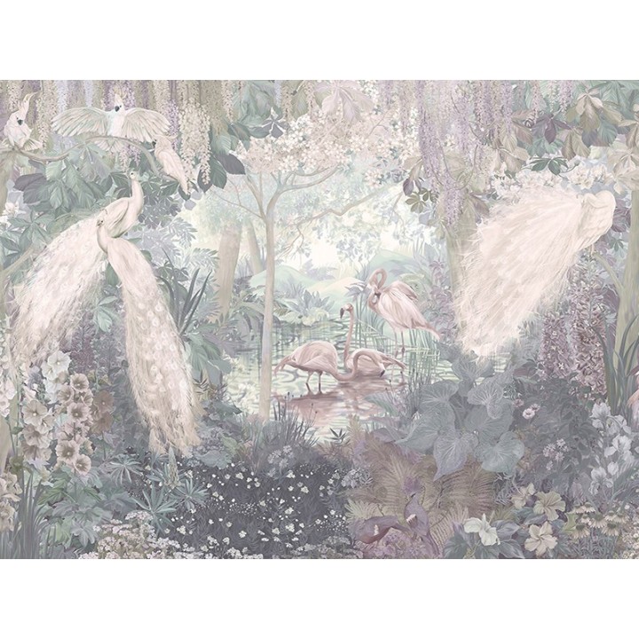 Jungle enchantée - Oiseaux exotiques et fleurs tropicales - Couleur froid