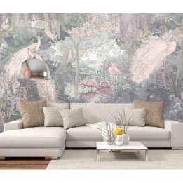 Jungle enchantée - Oiseaux exotiques et fleurs tropicales - Couleur froid