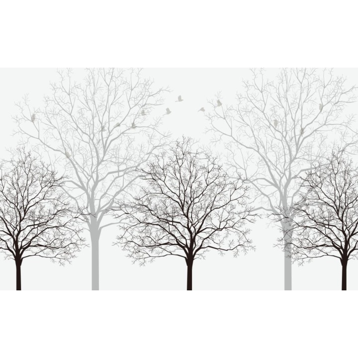 Panneau d'artiste étanche salle de bain - Arbres abstraits en noir et blanc