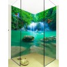 Habillage étanche PVC imprimé photoréaliste effet 3D - Cascade dans la forêt avec perroquet, décoration parois de douche