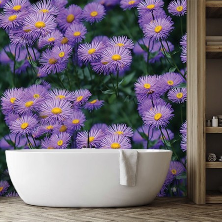 Crédence salle de bain PVC imprimé fleur sauvage - Marguerite violette