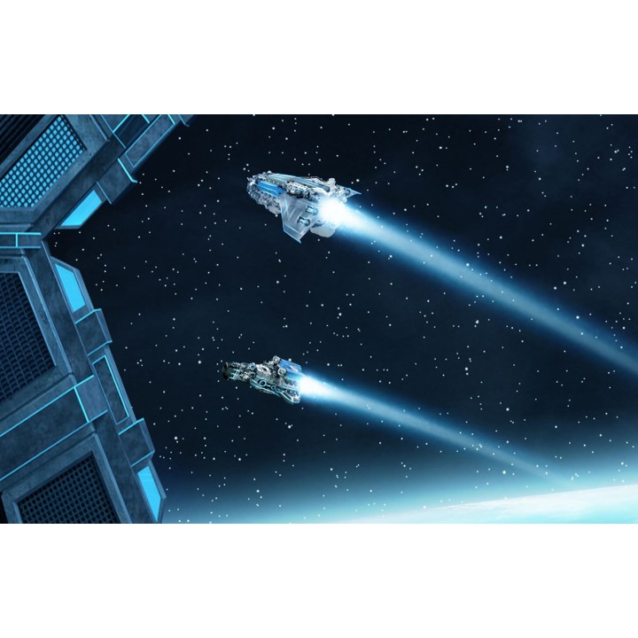 Pasyage univers planète vue depuis le cabine de vaisseau spatial, scène de science-fiction trompe l'œil 3D