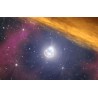 Plafond cosmos galaxie couleur chaude - Nuage doré dans l'espace