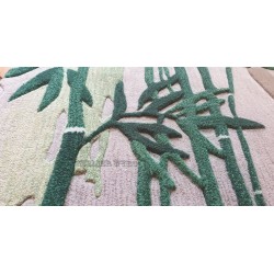 Tapis sol zen aspect ancien - Les bambous sur fond gris